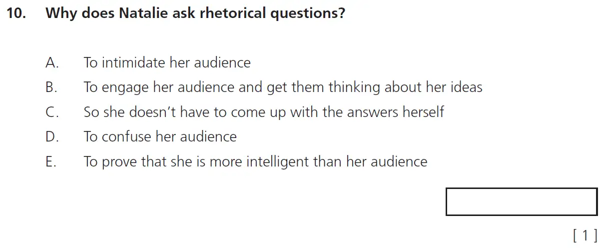 Question 10 - 11+ Comprehension – Inference – Test Paper 5