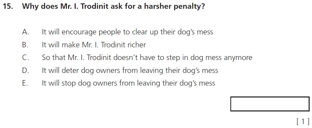 Question 15 - 11+ Comprehension – Inference – Test Paper 5