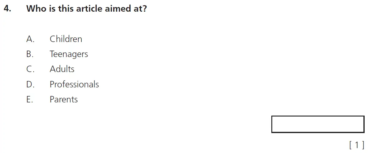 Question 4 - 11+ Comprehension – Inference – Test Paper 5
