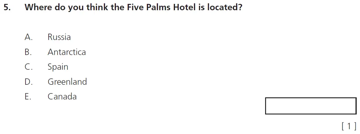 Question 5 - 11+ Comprehension – Inference – Test Paper 5