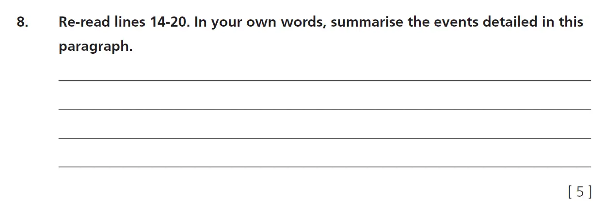 Question 8 - 11+ Comprehension – Summary – Test Paper 4