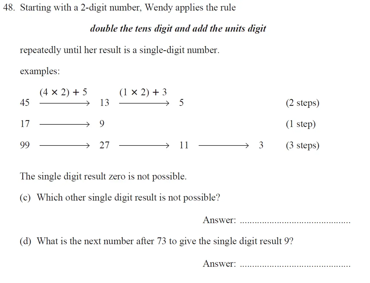 Question 48(48(c),48(d)) - The North London Independent Girls' Schools' Consortium Group 1 - 11 Plus Maths Paper - 2017