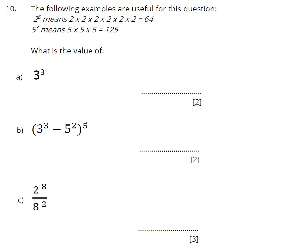 Question 10(a,b,c) - Bancrofts School - 11 Plus Maths Sample Paper 2 - 2025