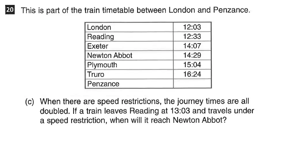 Question 20(c) - CSSE - 11 Plus Maths Entry Paper - 2019