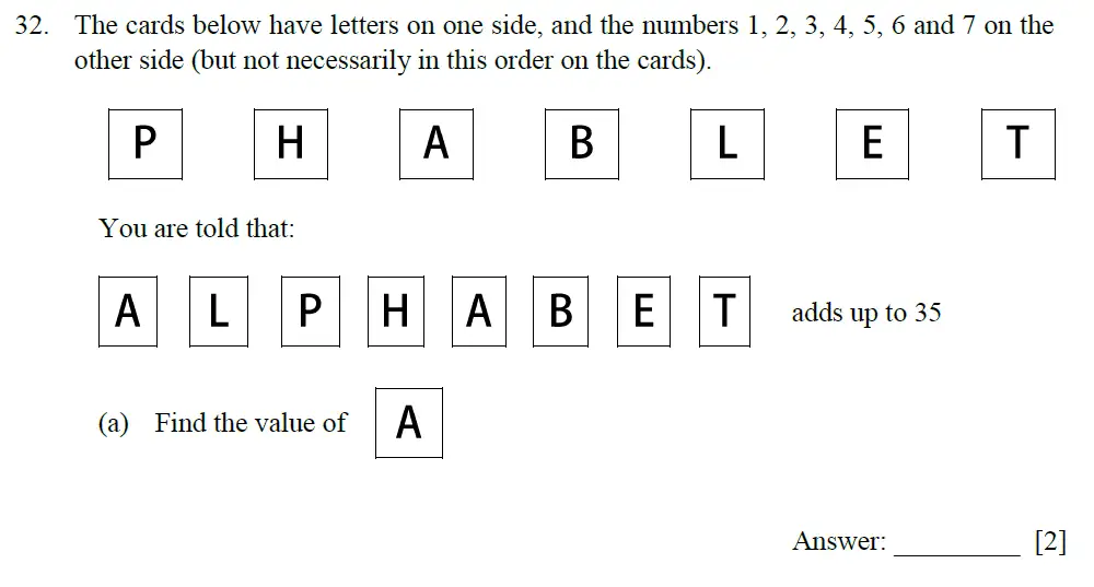 Question 32(a) - Emanuel School - 11 Plus Maths Paper A - 2025