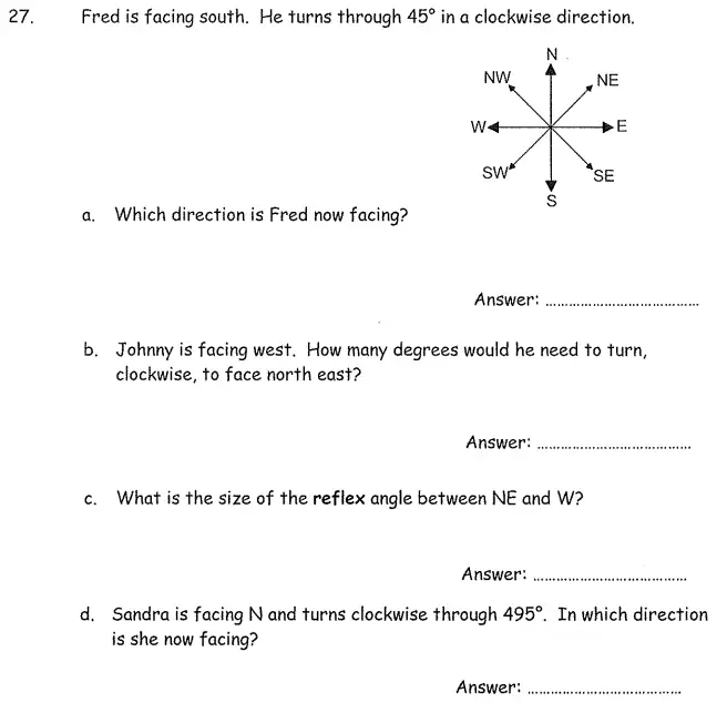 Question 27(27(a),27(b),27(c),27(d)) - The London Independent Girls' Schools Consortium Group 1 - 11+ Maths Entrance Examination - 2009