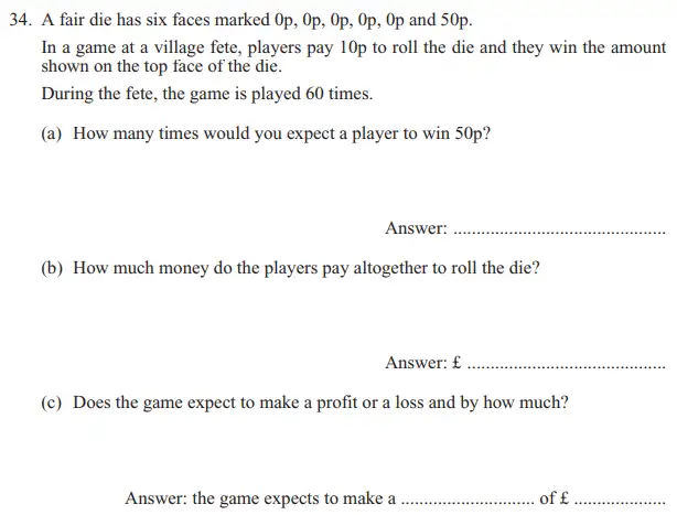 Question 34(a,b,c) - The North London Independent Girls' Schools' Consortium Group 1 - 11 Plus Maths Paper - 2013