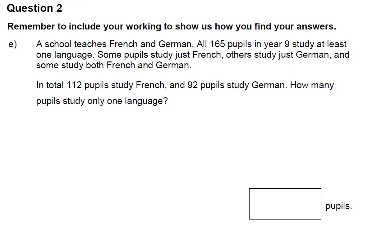 Question 2(e) - Highgate School – 11 Plus Assessment Sample Mathematics Test C - 2025