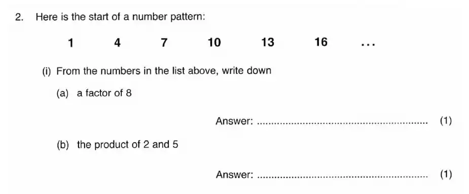 Question 2(i) - ISEB - 11+ Maths Practice Paper - 2008-2009