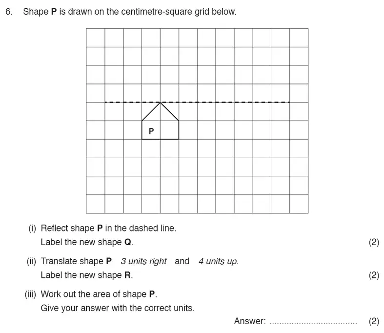 Question 6(i,6(ii),6(iii)) - ISEB - 11 Plus Maths Specimen Paper - 2016