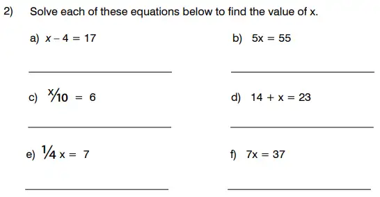 Question 2(a,b,c,d,e,f) - King’s College School - 11 Plus Maths Sample Paper – 2025