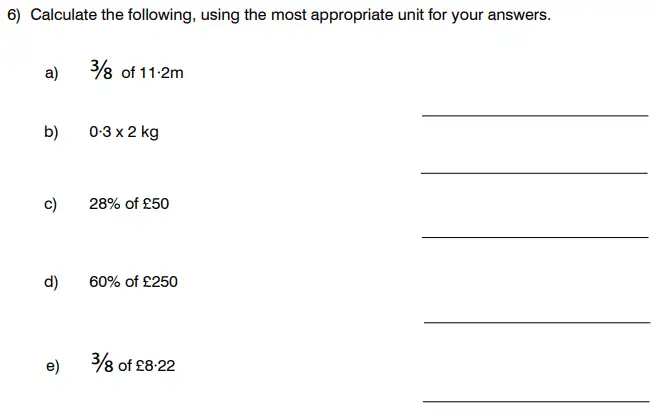 Question 6(a,b,c,d,e) - King’s College School - 11 Plus Maths Sample Paper – 2025