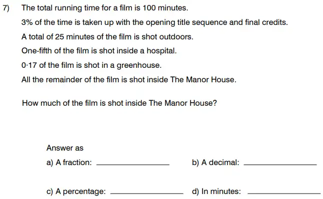 Question 7(a,b,c,d) - King’s College School - 11 Plus Maths Sample Paper – 2025