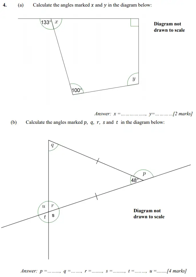 Question 4(a,b) - Merchant Taylors School - 11 Plus Maths Specimen Paper 2 - 2024