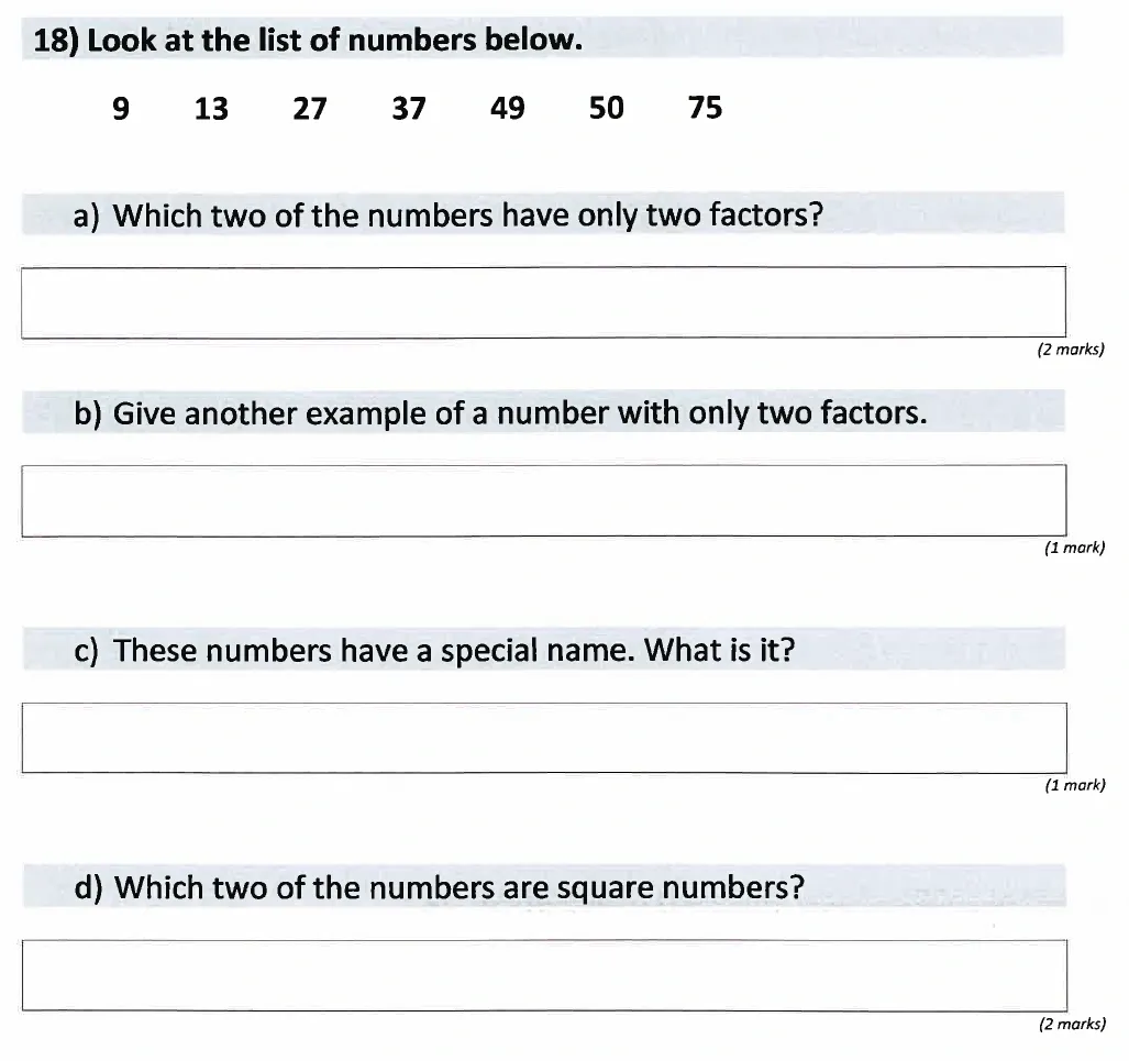 Question 18(a,b,c,d) - St Anselms College - Eleven Plus Maths Sample Paper 1 - 2025
