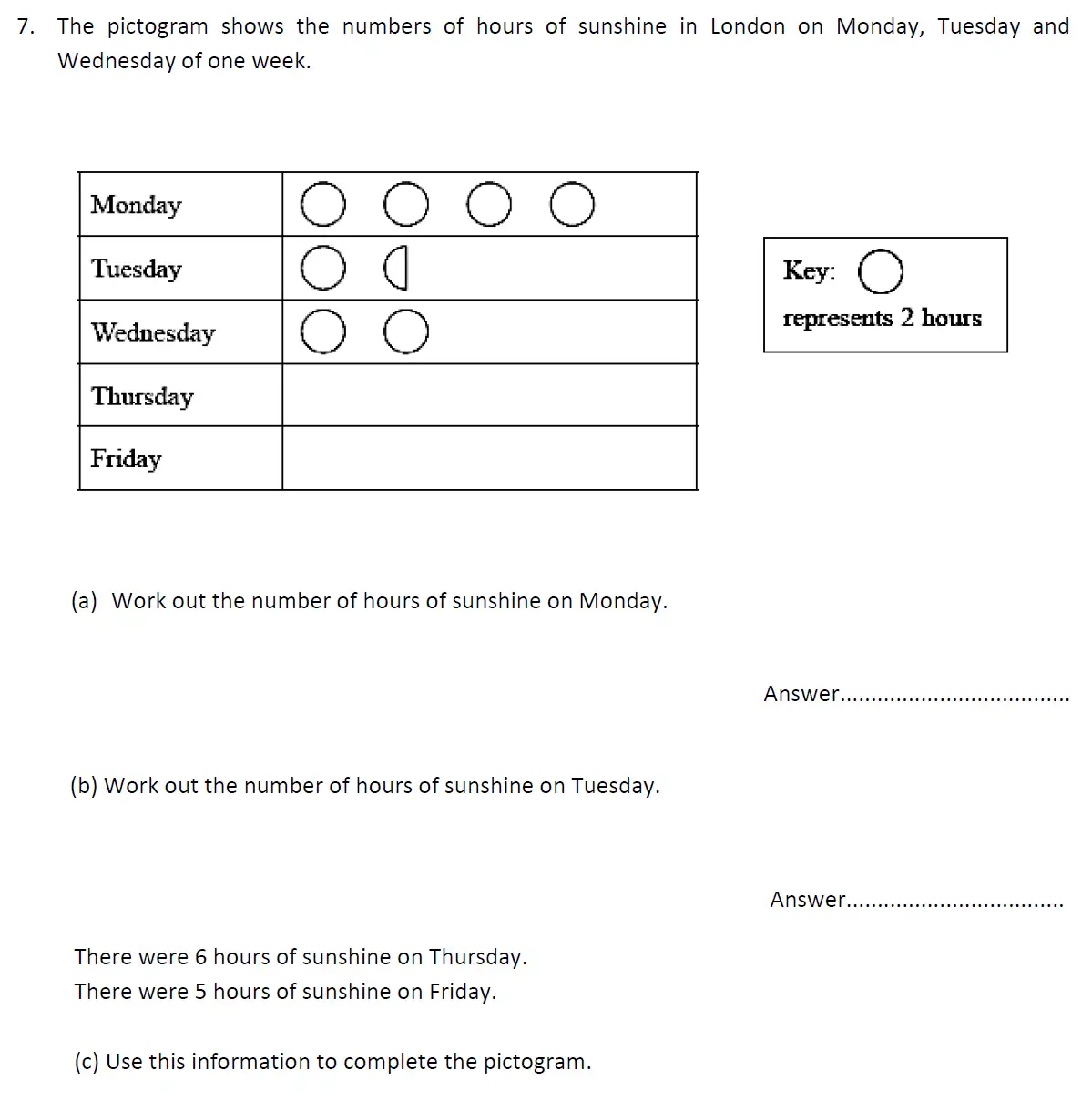 Question 7(a,b,c) - St John's School - 11 Plus Maths Exam Sample Paper - 2024