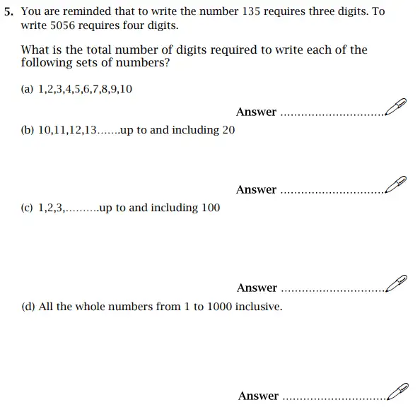 Question 5(a,b,c,d) - St Paul’s Girls School - 11 Plus Sample Maths Paper 1 – 2024