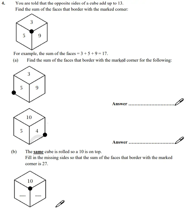 Question 4(a,b) - St Paul’s Girls School - 11 Plus Maths Sample Paper 3 – 2024