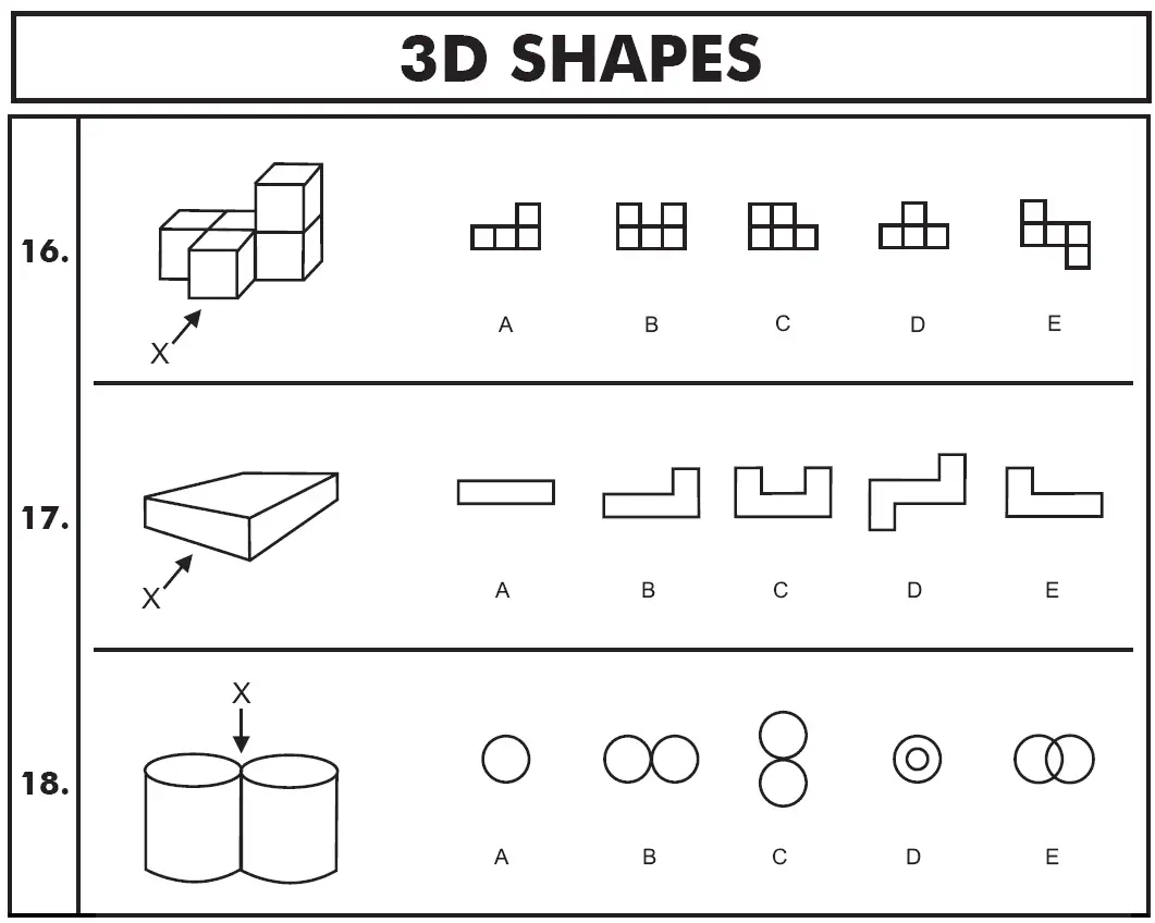Question 16, 17 & 18 - 11+ NVR - Nets and 3D Shapes - Practice Paper 1