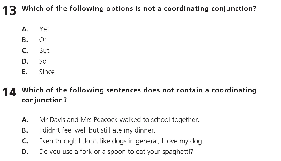 Question 07 - 11+ Free SPaG - Kinds of words (Conjunction) - Test Paper 6
