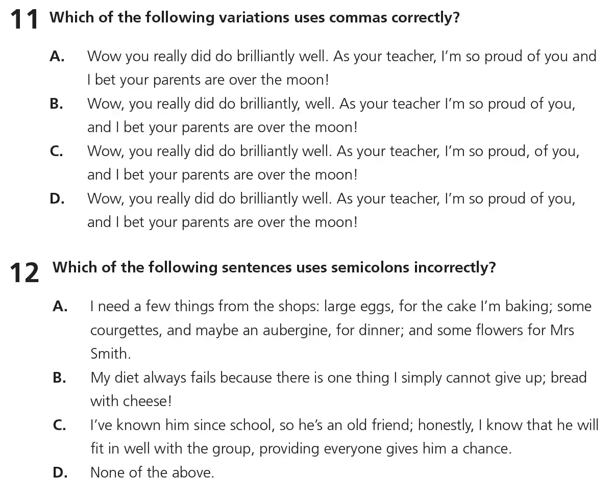 Question 06 - 11+ Free SPaG Punctuation - Test Paper 1