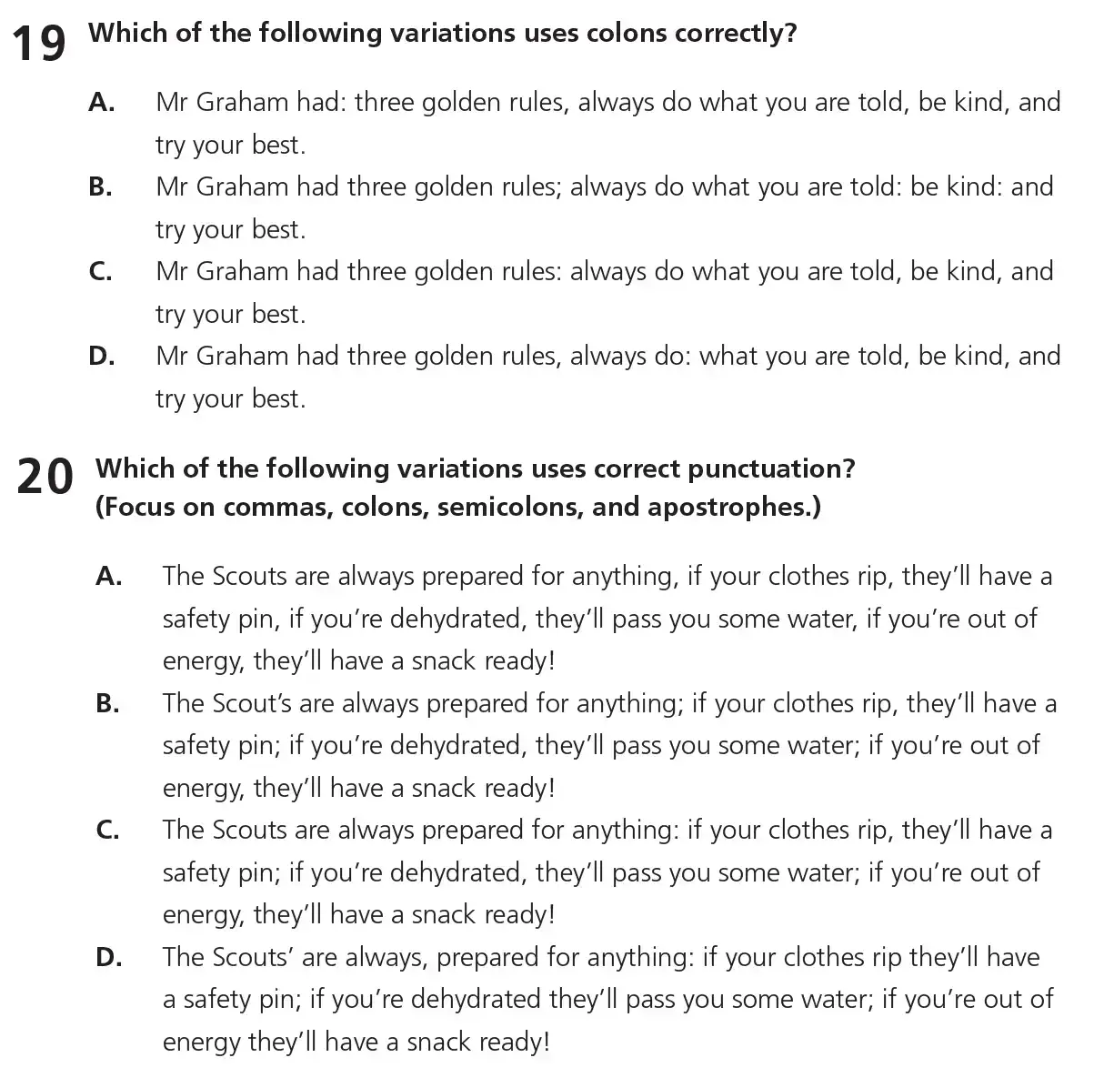 Question 10 - 11+ Free SPaG Punctuation - Test Paper 1