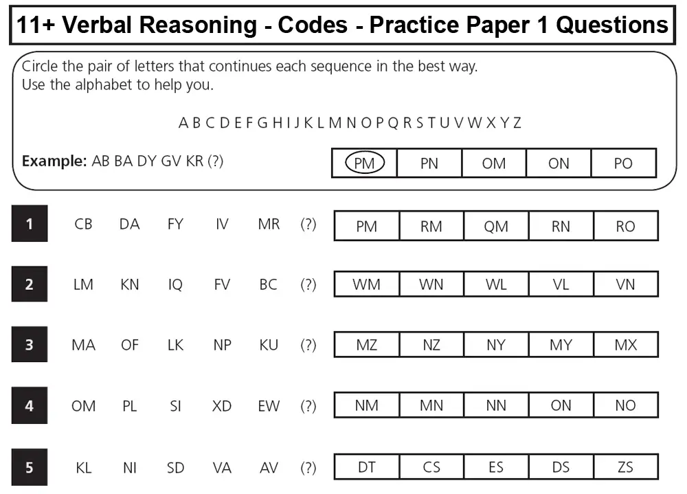 Question 1 - 11+ VR Codes Practice Paper 1