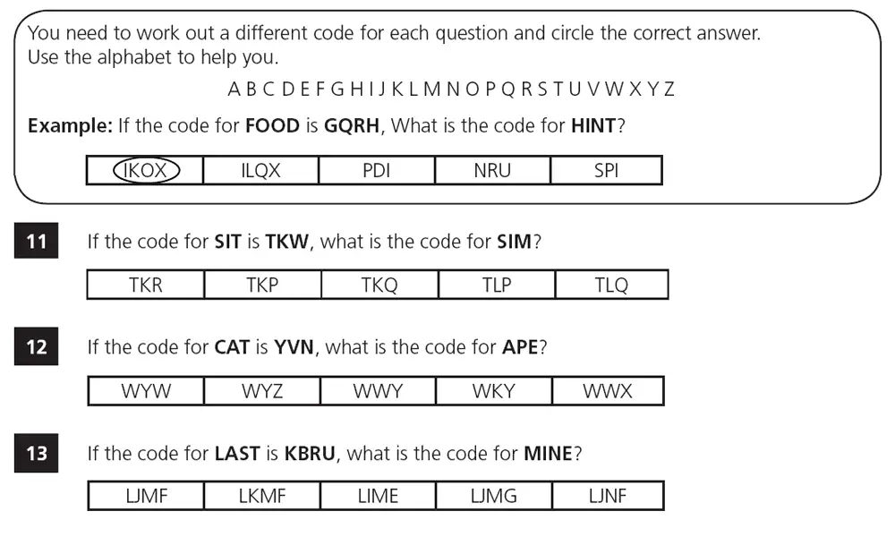Question 3 - 11+ VR Codes Practice Paper 1