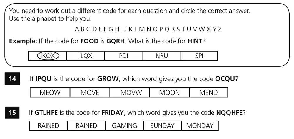 Question 4 - 11+ VR Codes Practice Paper 1