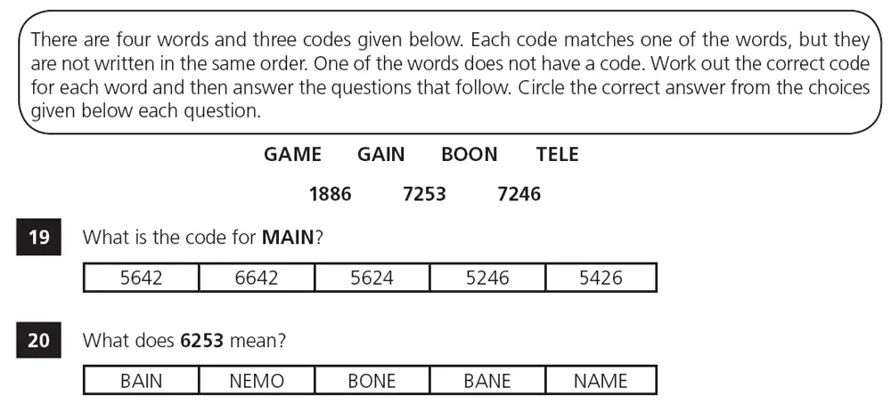 Question 6 - 11+ VR Codes Practice Paper 1