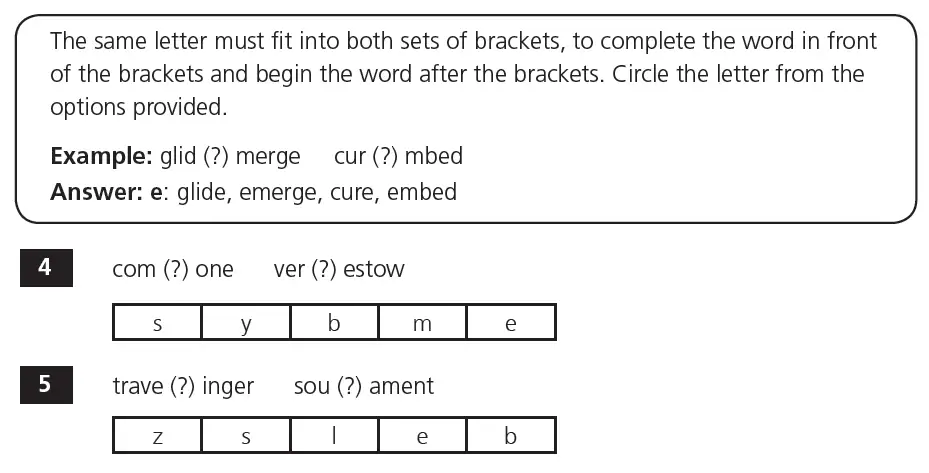 Question 2 - 11+ VR Making Words Practice Paper 1
