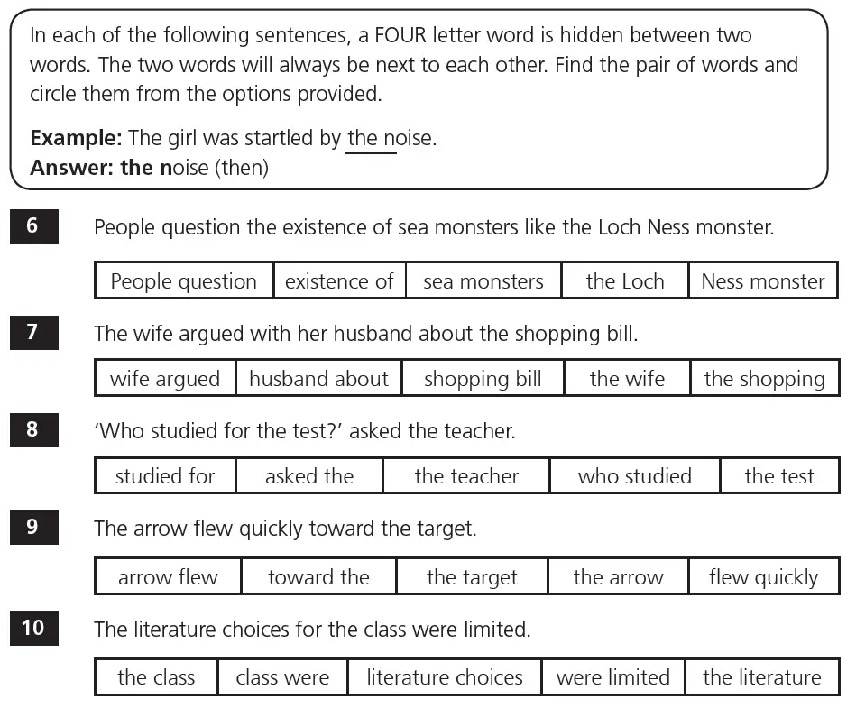 Question 3 - 11+ VR Making Words Practice Paper 1