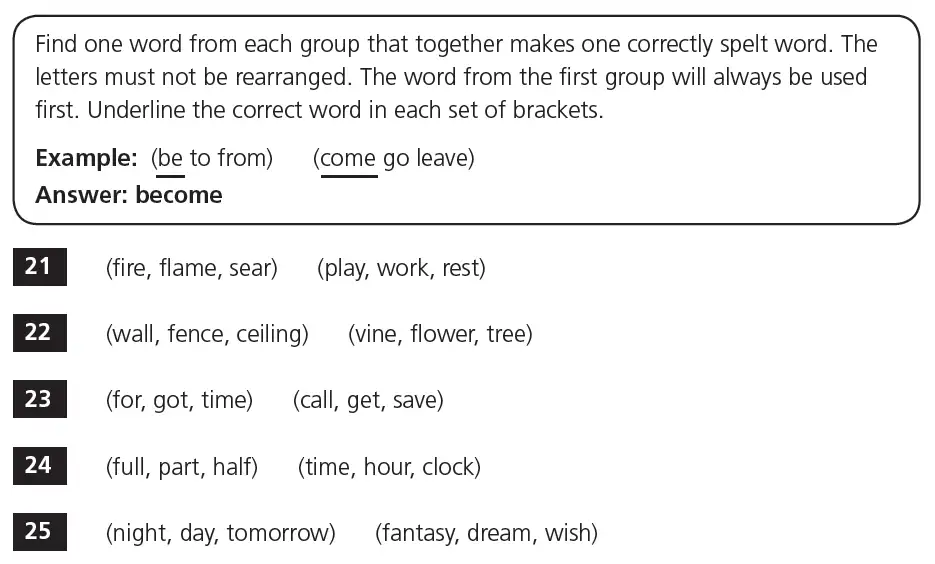 Question 7 - 11+ VR Making Words Practice Paper 1