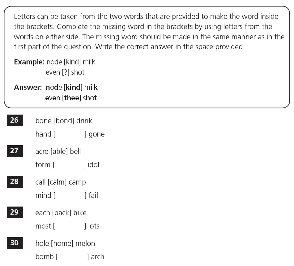 Question 8 - 11+ VR Making Words Practice Paper 1