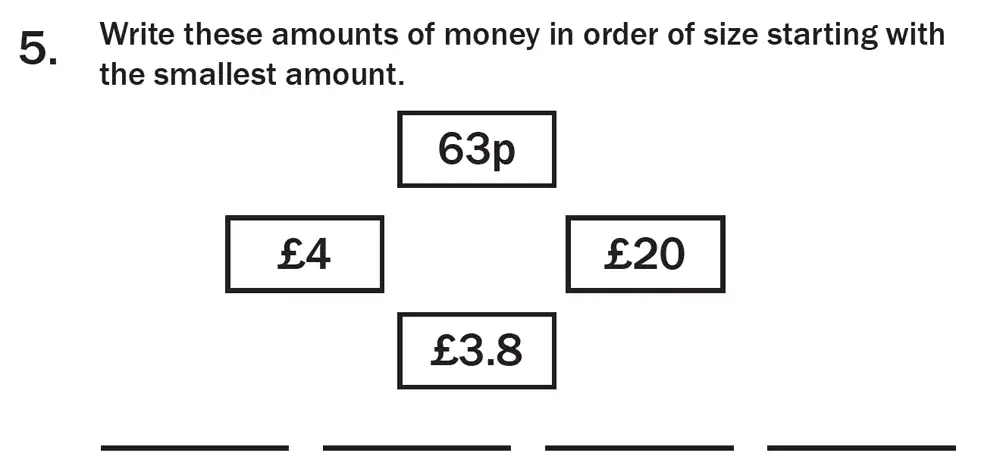 Question 05 - 7 Plus Maths Test Paper 1