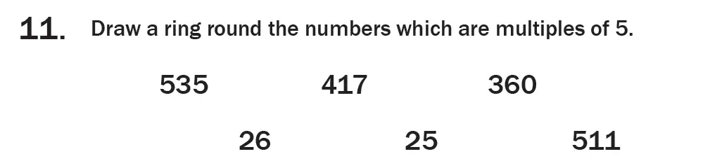 Question 11 - 7 Plus Maths Test Paper 2