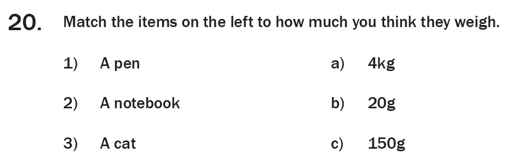 Question 20 - 7 Plus Maths Test Paper 2
