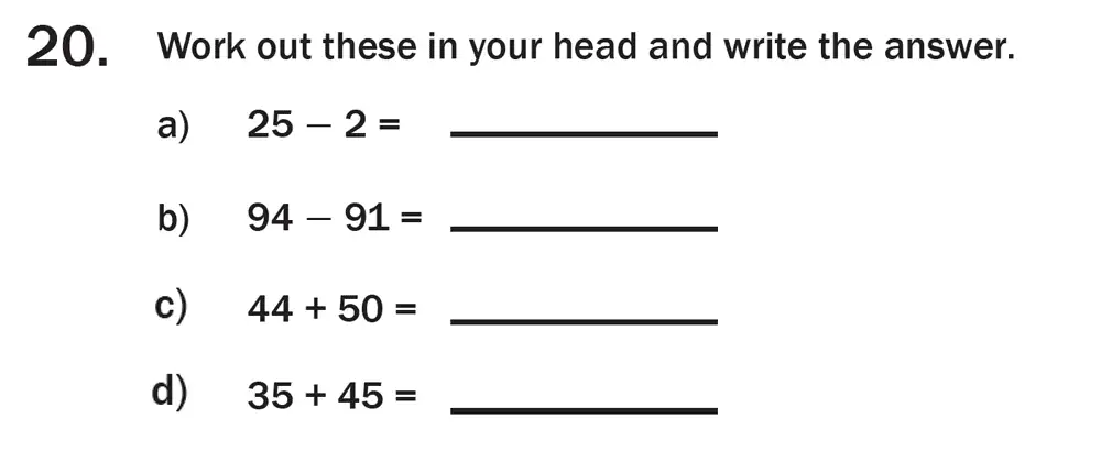 Question 22 - 7 Plus Maths Test Paper 3