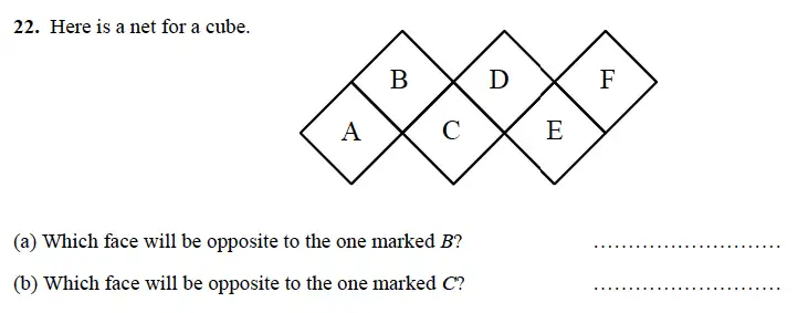 Question 22(22(a),22(b)) - Alleyn’s School – 13 Plus Maths Sample Examination Paper 1 2023