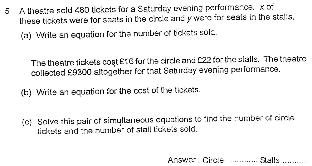 Question 5(a,b,c) - Alleyn's School – 13 Plus Maths Sample Paper 2023