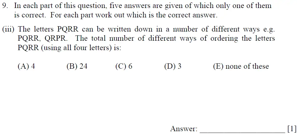 Question 9(iii) - Dulwich College – 13 Plus Maths Sample Paper 1 2023