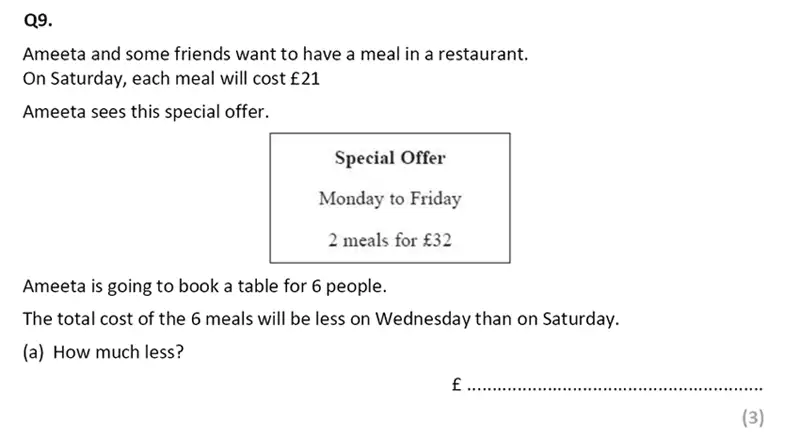 Question 9a - Eltham College – 13 Plus Maths Sample Paper 2017