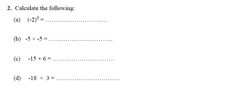 Question 2(a,b,c,d) - Forest School – 13 Plus Maths Sample Paper 1 2023
