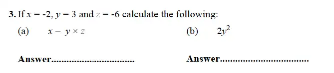 Question 3(a,b) - Forest School – 13 Plus Maths Sample Paper 1 2023