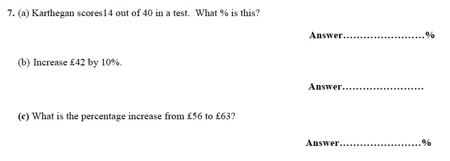 Question 7(a,b,c) - Forest School – 13 Plus Maths Sample Paper 1 2023