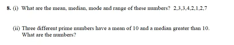 Question 8(i,8(ii)) - Forest School – 13 Plus Maths Sample Paper 1 2023