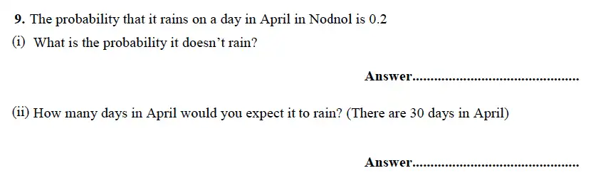 Question 9(i,9(ii)) - Forest School – 13 Plus Maths Sample Paper 1 2023