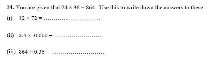 Question 14(14(i),14(ii),14(iii)) - Forest School – 13 Plus Maths Sample Paper 1 2023