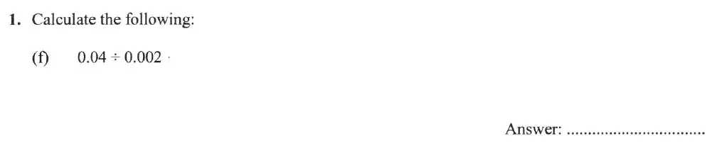 Question 1(f) - Forest School - 13 Plus Sample Maths Sample Paper 2023