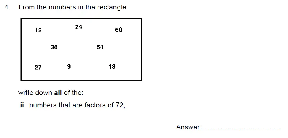 Question 4(ii) - Kent College - 13 Plus Maths Sample Paper 2 2023